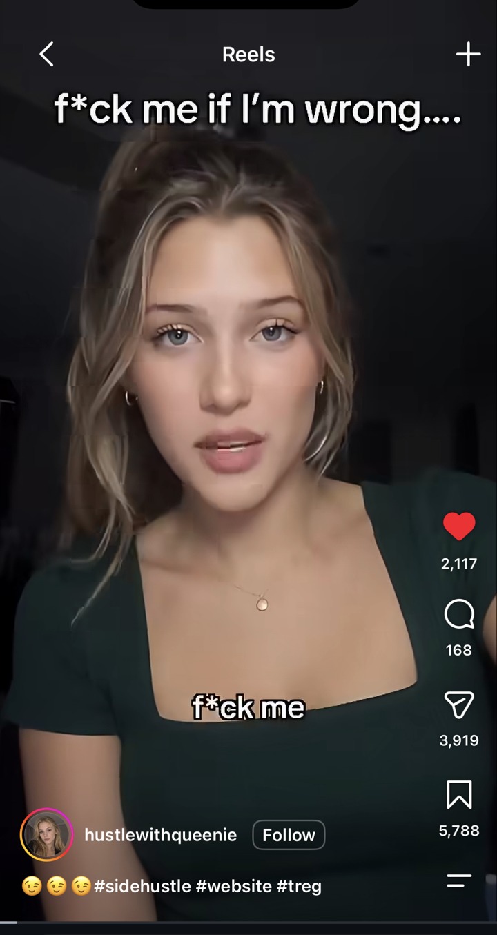 Queenie’s featured Reel, showing 2,117 likes in the supplied screenshot